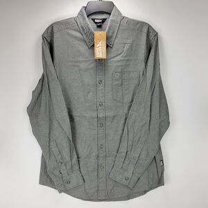 Eddie Bauer Field Flannel Long Sleeve Button Front Shirt Mens Size Medium M Gray